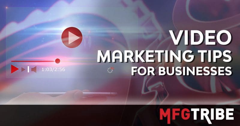 Play button on image describing video marketing tips for businesses